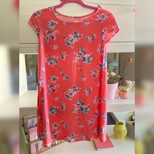 🌸3/$30🌸 Old Navy Orange Red Floral Dress 👗🍉🌺